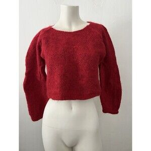 Free People Sweater M Wool Blend Red Cropped Valentines Romantic Date Night